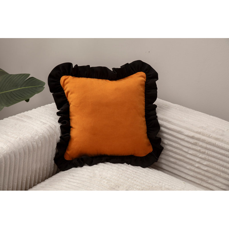 Housse de coussin, Orange / noir, H 17 po x l 17 po