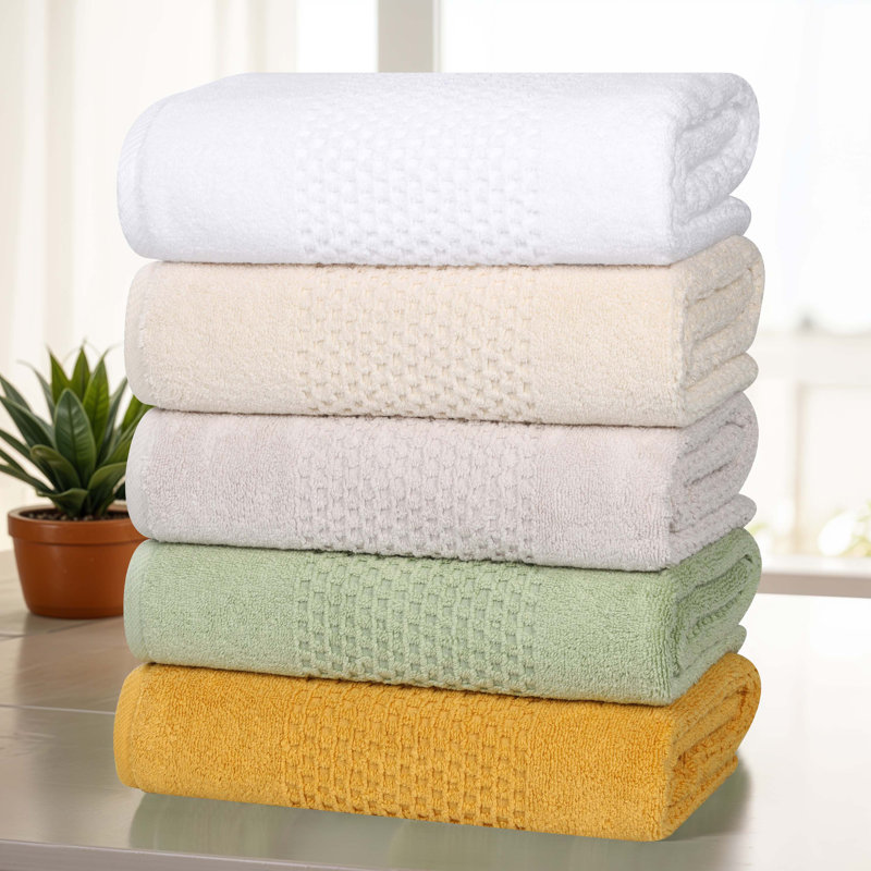 Playa Zero Twist Cotton Medium Weight Solid Waffle Textured Bath Sheets, Green