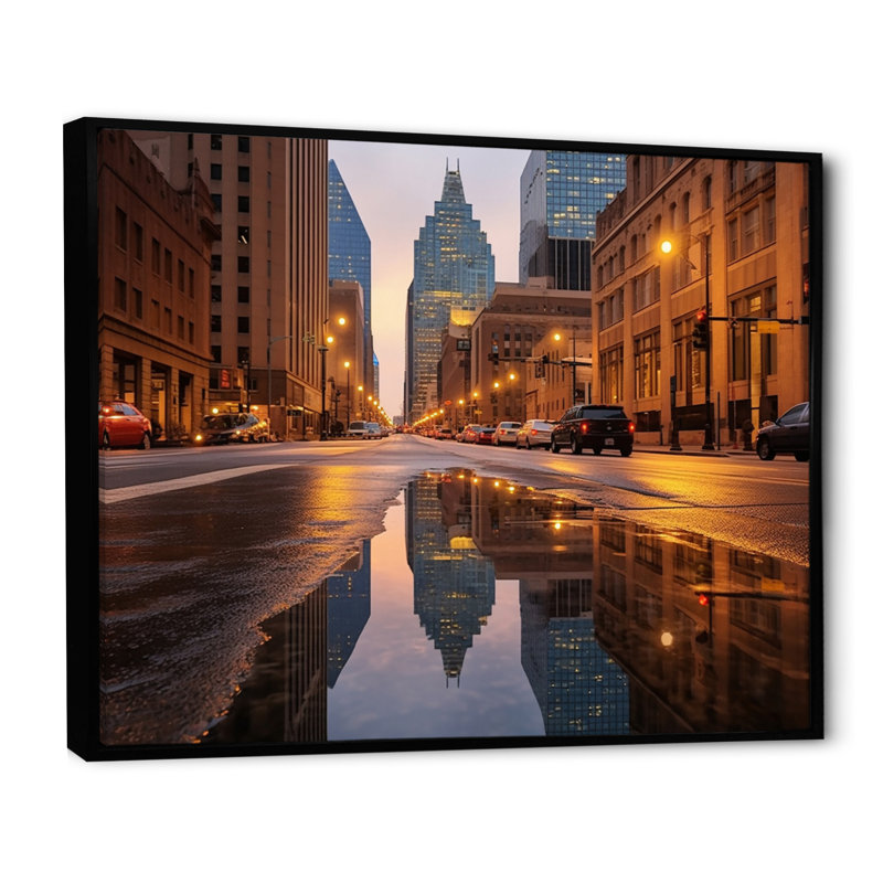 Dallas Perspectives II, reproduction d'art sur toile, H 16 po x l 32 po x P 1 po, Cadre flottant noir
