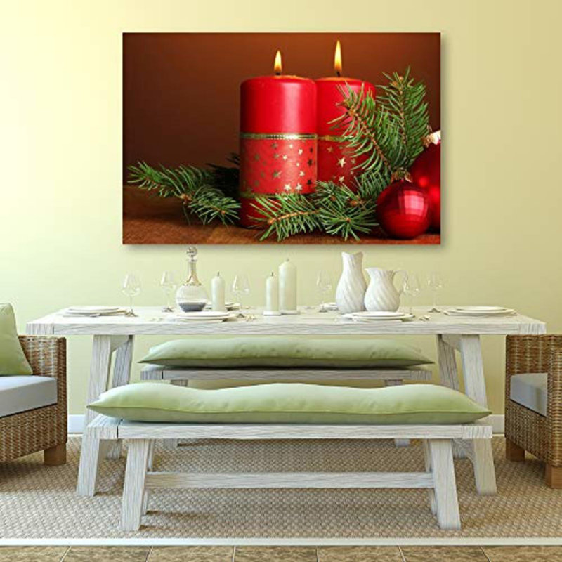 Christmas Holiday Celebration Candles X16 - Photographie sur toile tendue, H 16 po x l 24 po