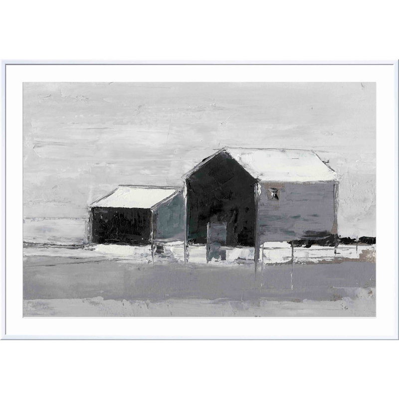 «Dynamic Barn II» par Ethan Harper - peinture encadrée, Blanc, H 12 po x l 12 po