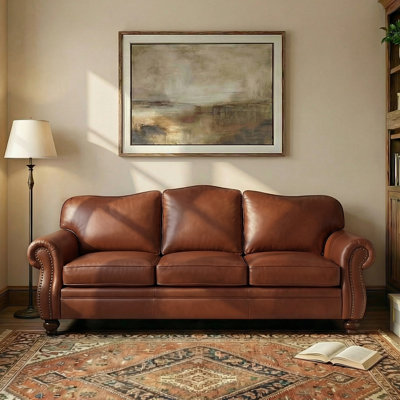 Eugene 81" Traditional Genuine Leather Sofa