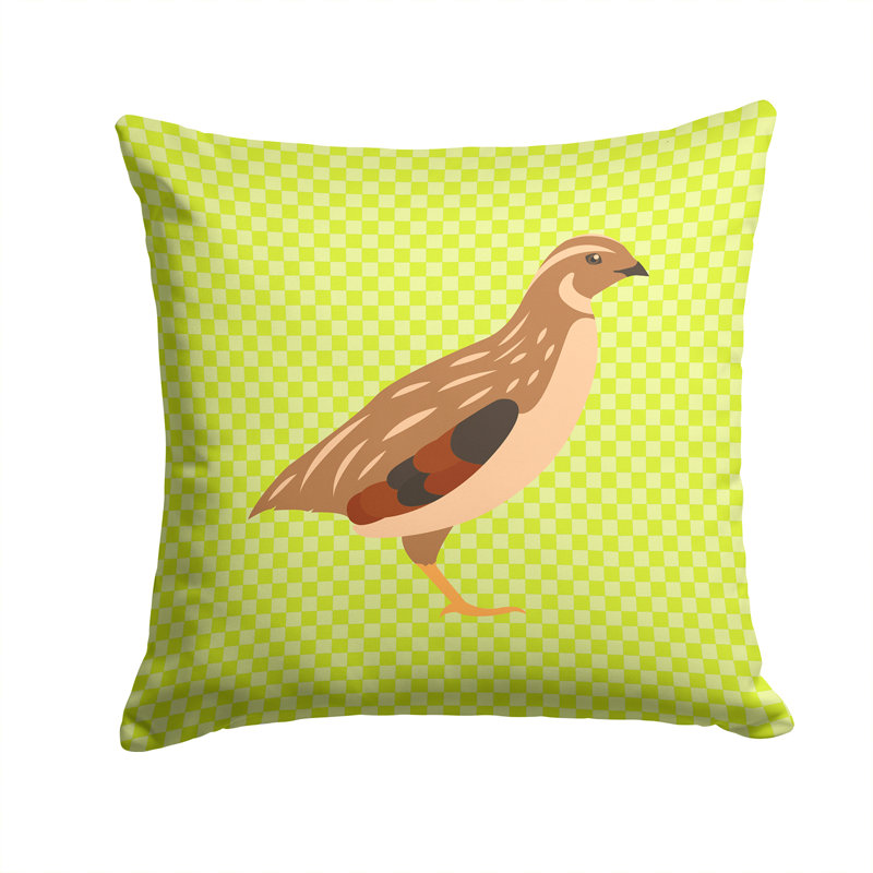 Coussin extérieur en tissu à carreaux quail, Vert, 14 po x 14 po