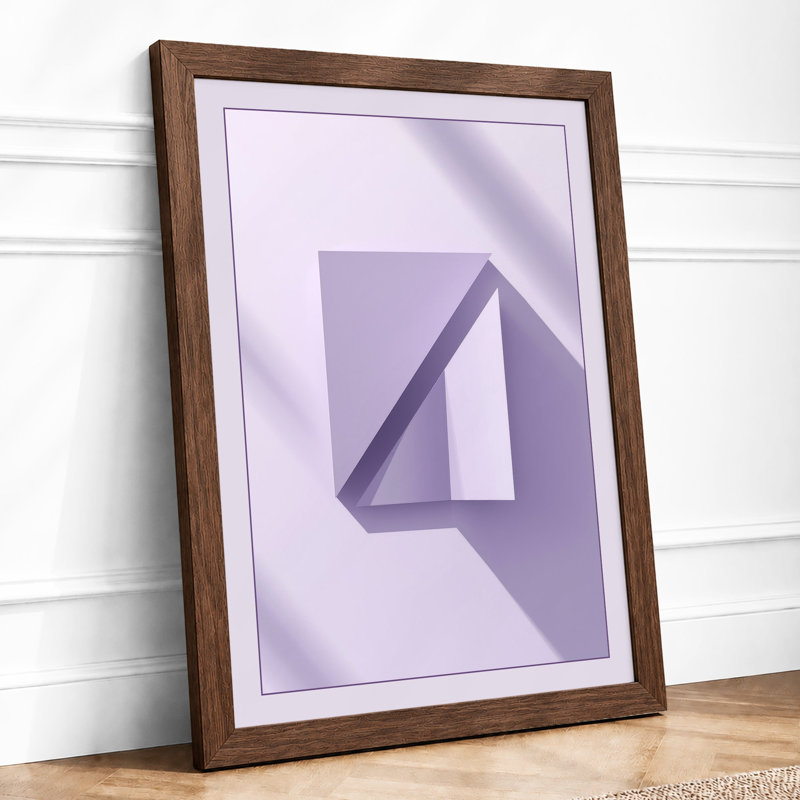Purple Geometry Minimalist - Print, Walnut, A4 - 29.7 x 21.0 cm