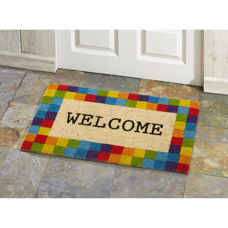 Rainbow Checks Outdoor Doormat