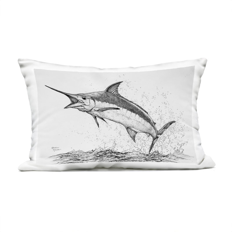 Coussin d'extérieur imprimé croquis Jlin Blue Marlin par Abraham Hunter