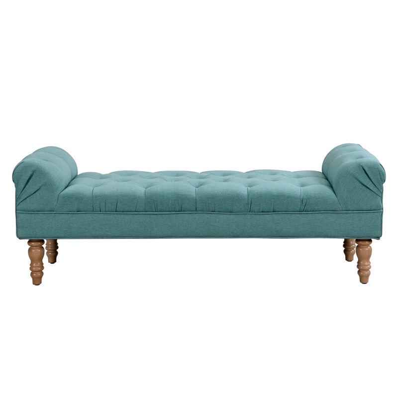 Button-Tufted End Of Bed Bench,Large Upholstered Ottoman,Foot Rest With Legs,Footstool With Rolled Arms,Upholstered Fabric Bench,Indoor Bench