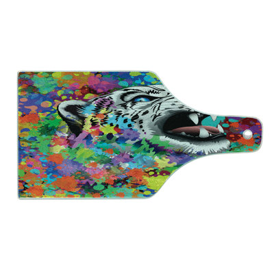Ambesonne African Tempered Glass Cutting Board Leopard Wild Animals Multicolor