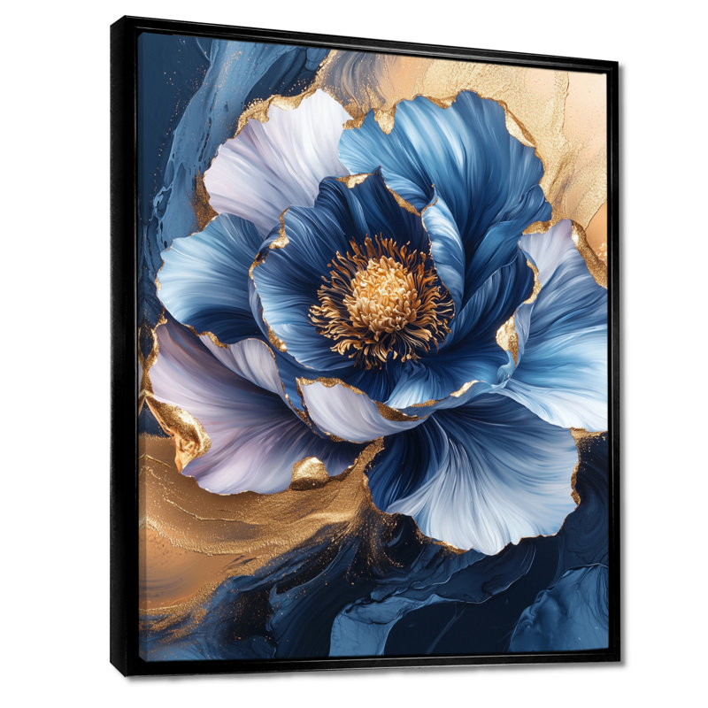 Golden Dream, pivoine III, art mural, H 20 po x l 12 po, Reproduction avec cadre flottant, Noir