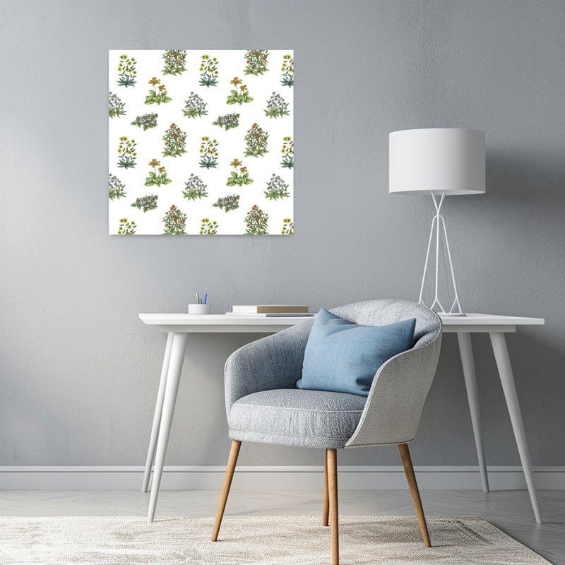 Art contemporain, art floral rétro, H 24 po x l 24 po