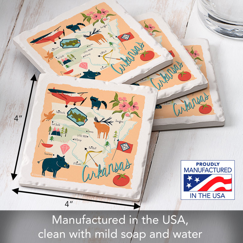 Arkansas Attractions 4 Piece Tumbled Tile Coaster Set