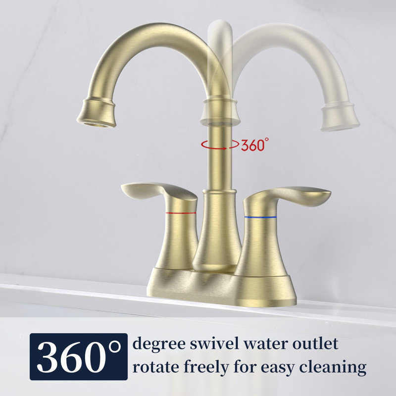 Bathroom faucet with 360 degree turn spout, Brushed Gold