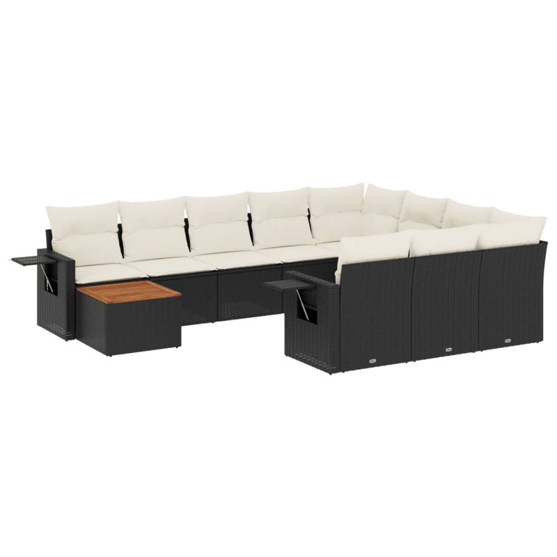 Ensemble de canapé de jardin Vidaxl noir, blanc crème
