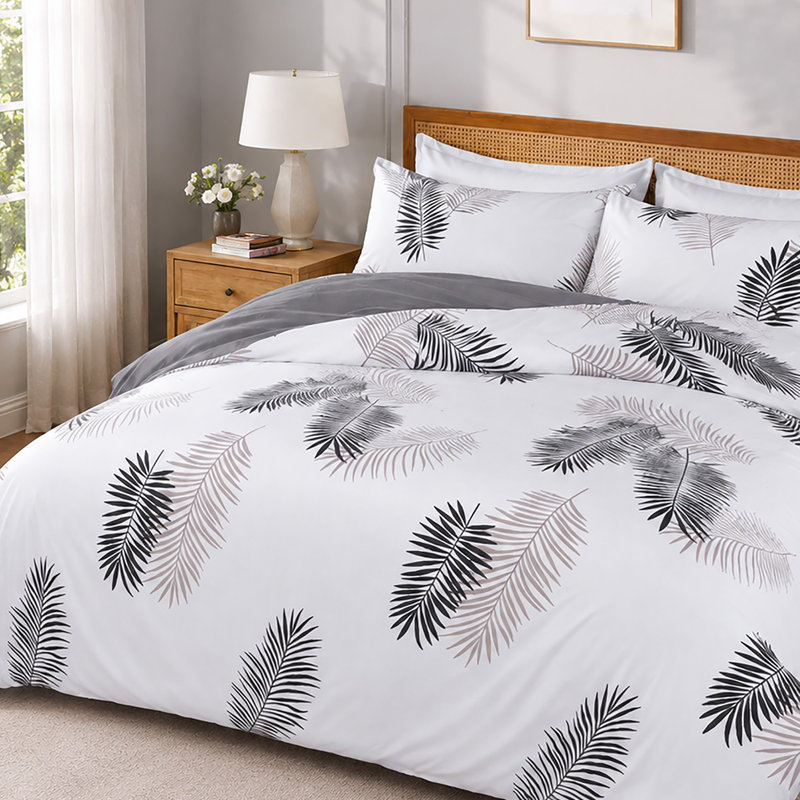 Microfiber Floral Duvet Cover Set, KING