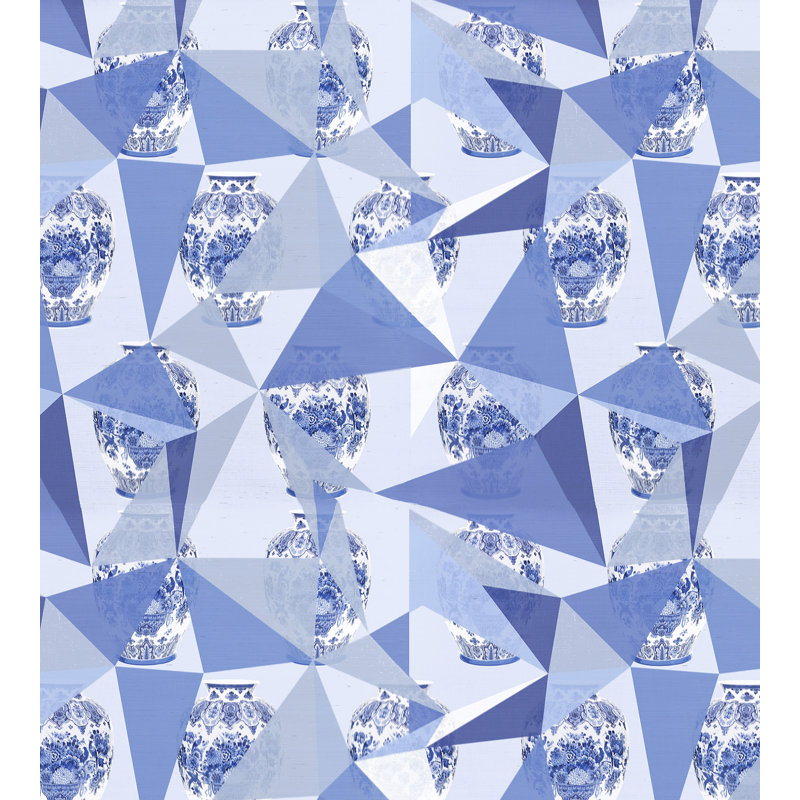 Royal Delft Abstract Wallpaper Roll, Blue