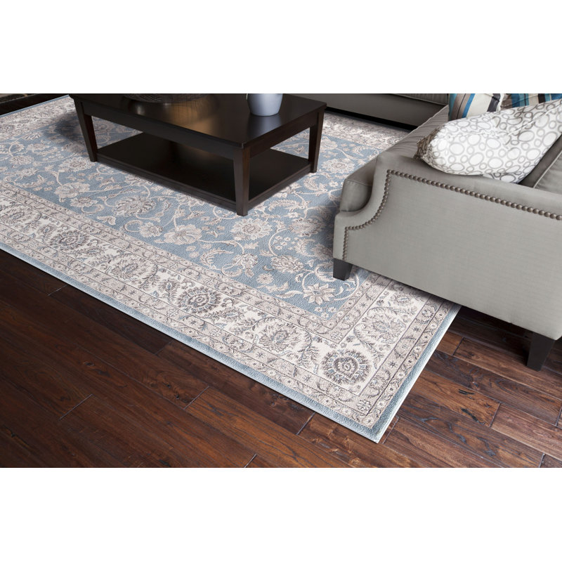 Tapis bleu Santorini Bergama, Rectangle 7 pi x 9 pi