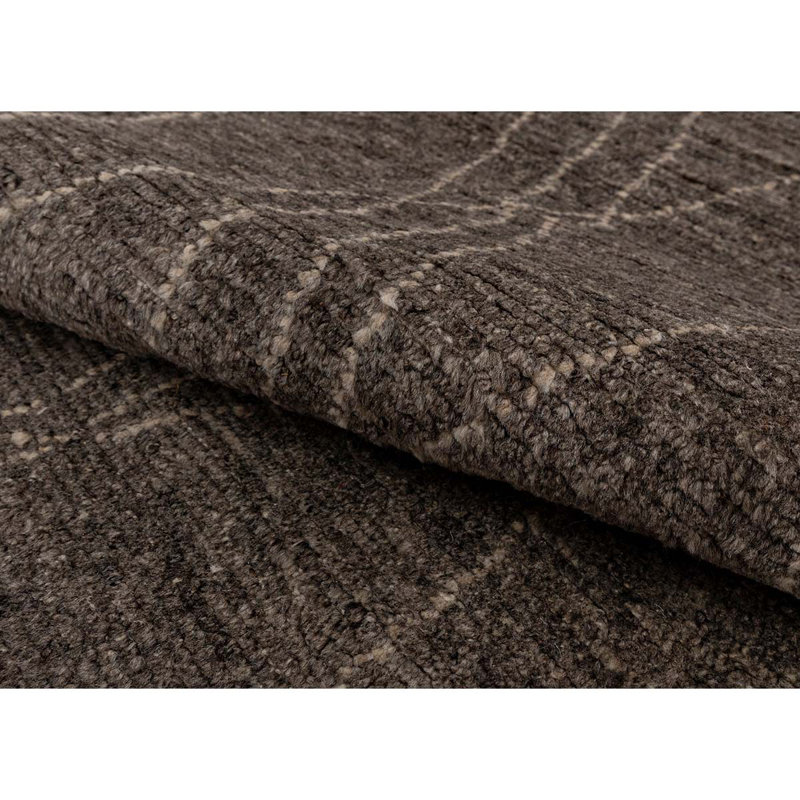 Wool Geometric Area Rug in Brown, Rectangle 6' x 9'