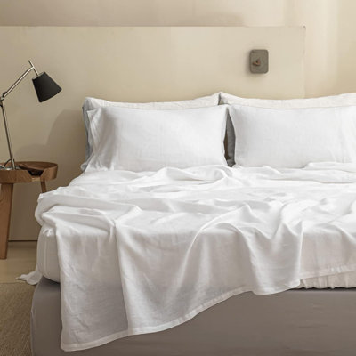 100% Linen Sheets Set, 6 Pcs Natural French Linen Bed Sheets