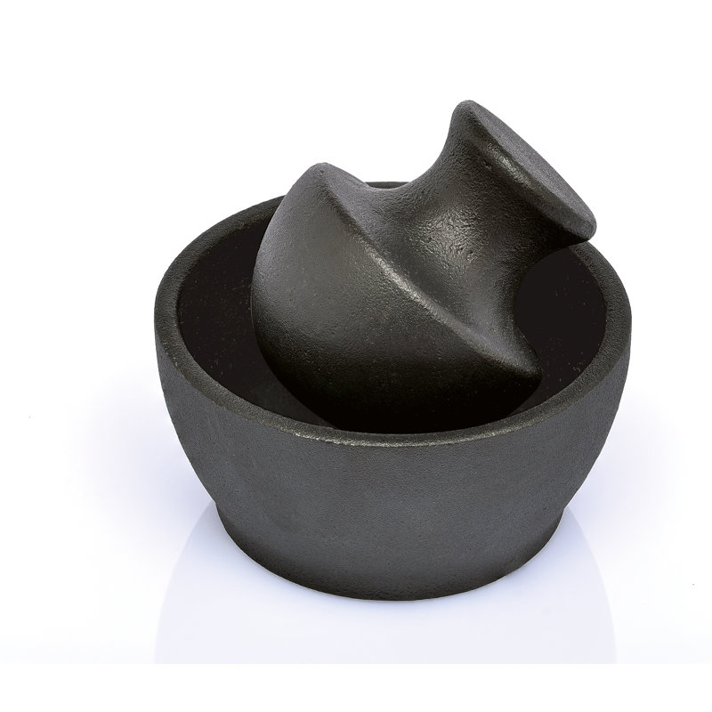 Manu Black Cast Iron Mortar and Pestle Set