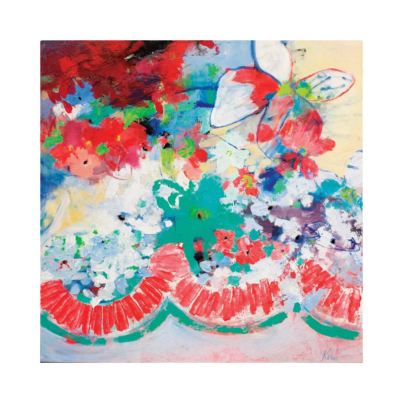 Flower Garlands 1 Piece Wrapped Canvas Painting, 66.04cm H x 66.04cm W x 1.91cm