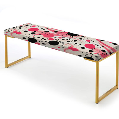 Poupart Dynamic Doodle Dots III - Polka Dots Upholstered Gold Bench