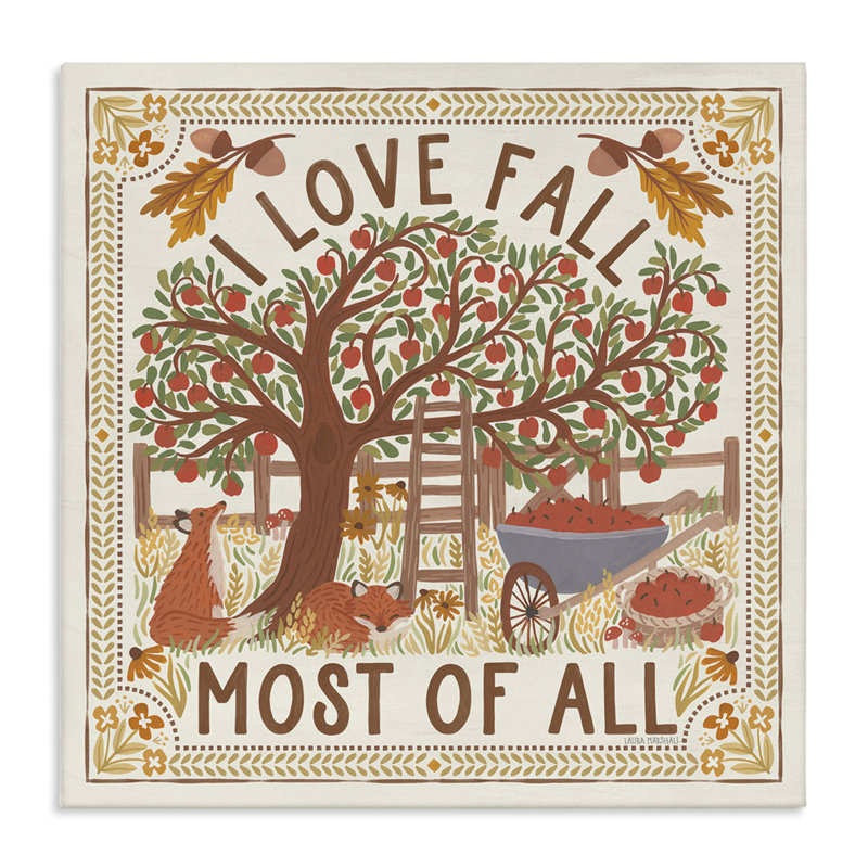 «Love Fall Scenery», art mural sur toile par Laura Marshall, H 17 po x l 17 po