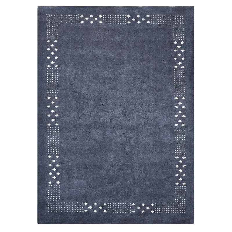Atiq HAND KNOTTED LOOM SILK ECO-FRIENDLY AREA RUGS  - Rectangle Shape, Charcoal Colour, Contemporary Design