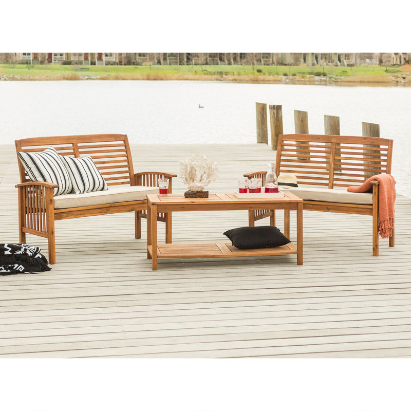 Ensemble de conversation à assise profonde avec coussins 3 pièces Tournesol