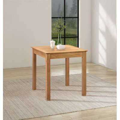 Madelynn Oak Square Wood Top Dining Table with Steel Base