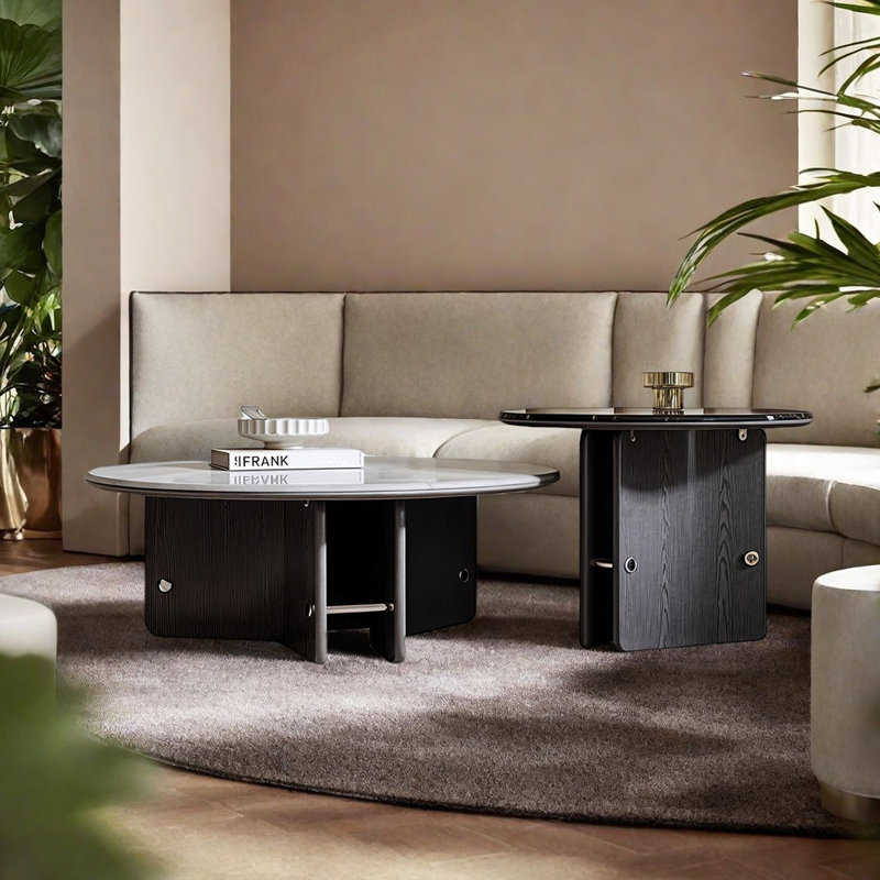 Round microcrystalline stone coffee table