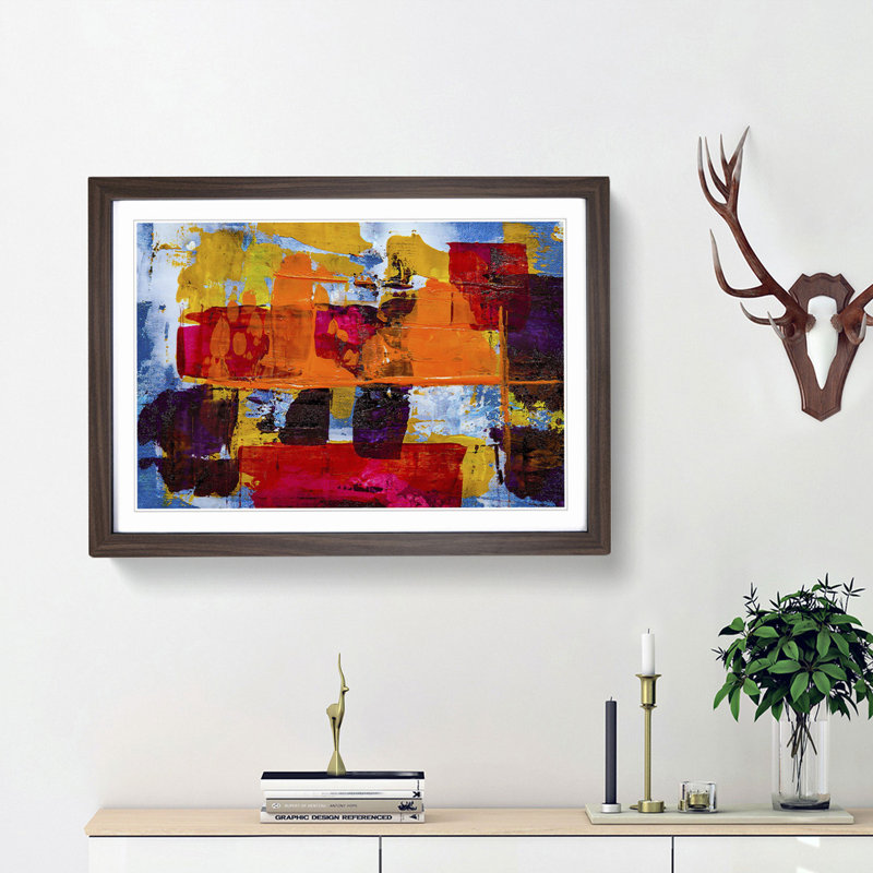 Abstract Art Painting Vol.125 by S.Johnson - Framed Print, 62cm H x 87cm W x 2cm D, Walnut Framed
