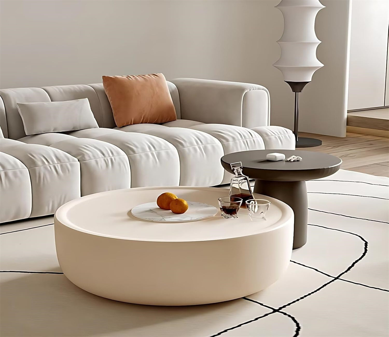 Wade Logan® Cloud Cream Round Coffee Table Set – Solid Wood Accent ...