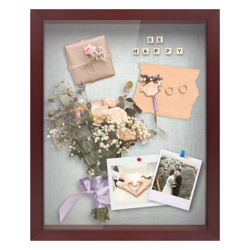  12"x16" Solid Wood Mahogany Display Shadow Box Frame - Solid Wood Memory Box For Keepsakes (picture Box, Military, Wedding, Graduation, And Flower Shadow Box)