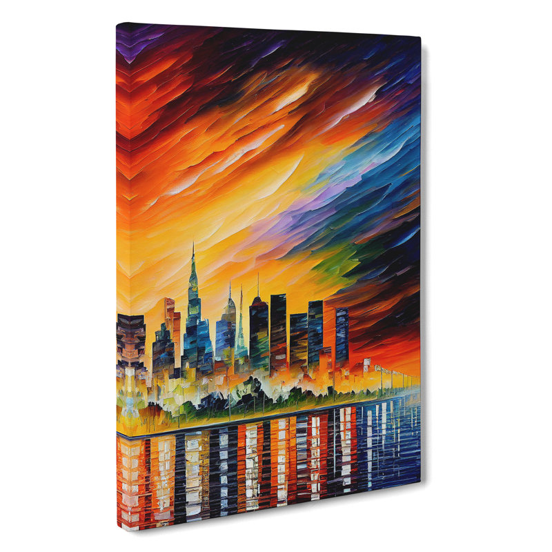City Skyline At Sunset No.2 - Wrapped Canvas Print, 50cm H x 35cm W