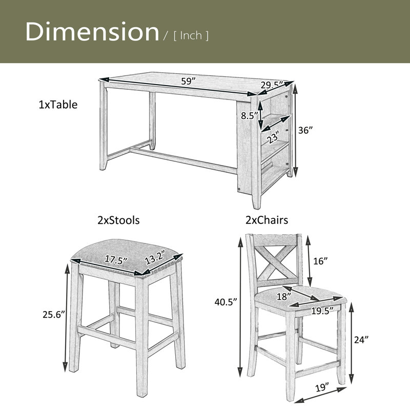 Ensemble de table de bar 5 pièces à hauteur de comptoir avec 2 tabourets et 2 chaises, Blanc