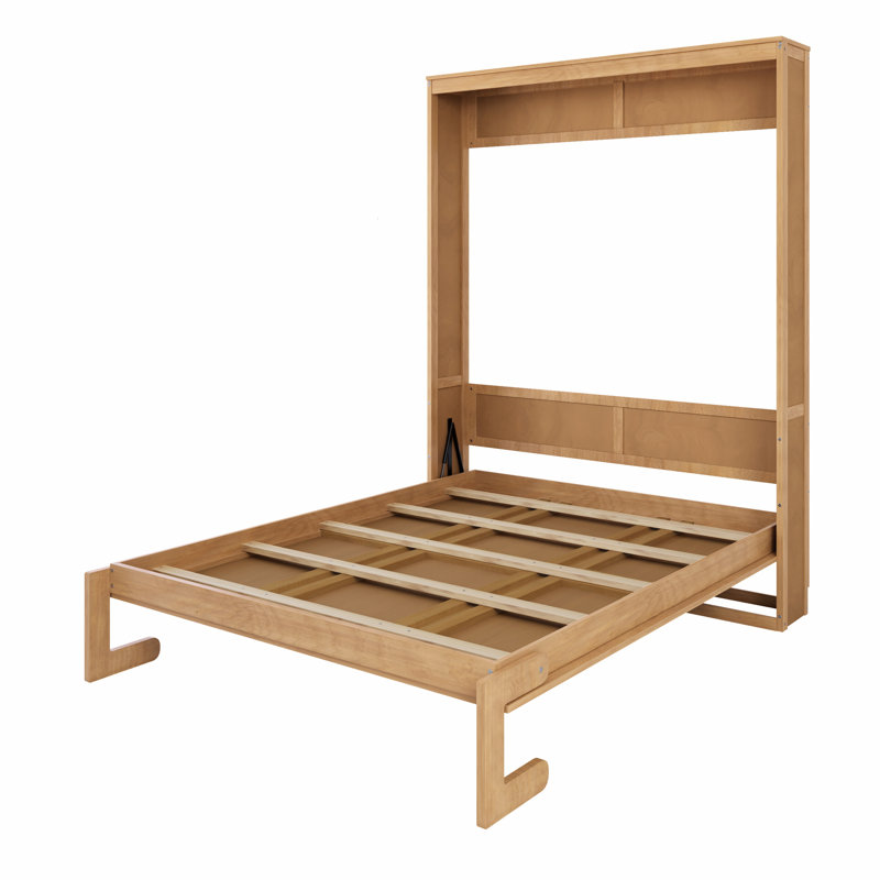Solid Wood With Rattan Murphy Bed Cabinet Space-Saving Bed Perfect for Guest Room, for Bed Room, Guest Room, Home Office, No