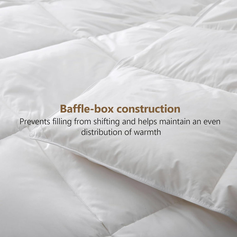 All Season Feather Down Comforter, Reversible Comforter With Corner Tabs, White, Twin