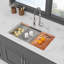 Évier de cuisine en quartz - Évier de cuisine encastré en granite blanc 33 po x 19 po x 9,65 po à double cuve (50/50)