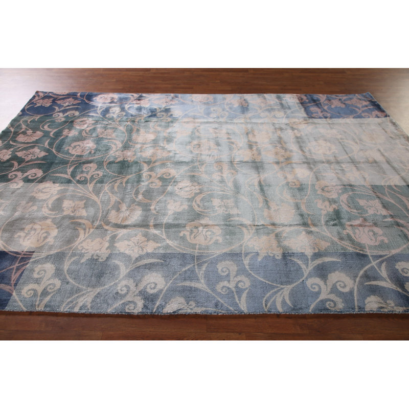 Tapis indien à motif floral abstrait 7 x 10