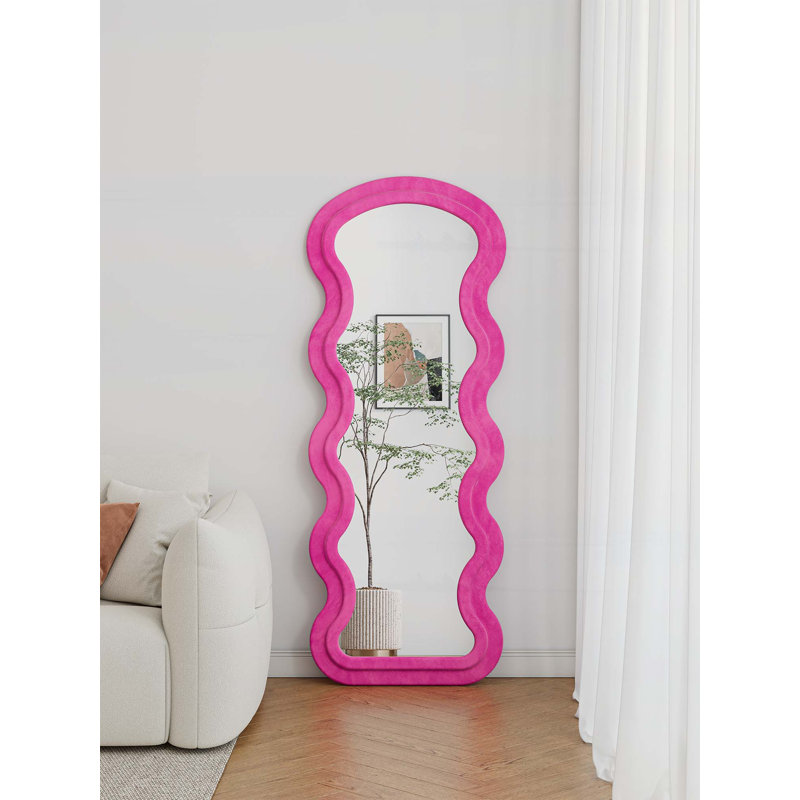 Miroir pleine longueur ondulé transparent, Rose