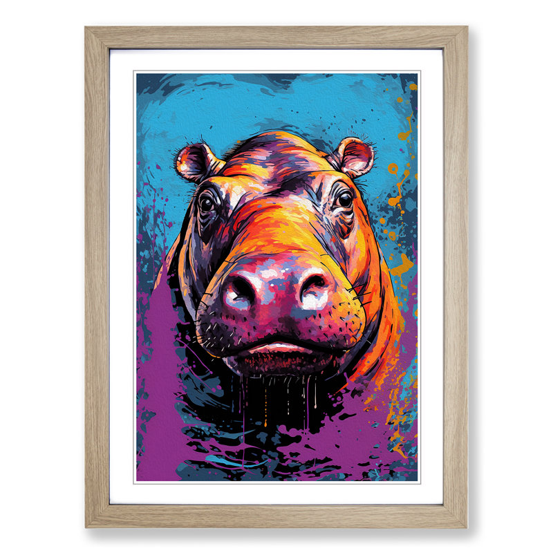 Hippo Pop - Framed Print, 64cm H x 46cm W x 2cm D