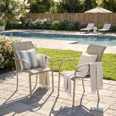 Outdoor Patio Stackable Textilene Dining Armchairs