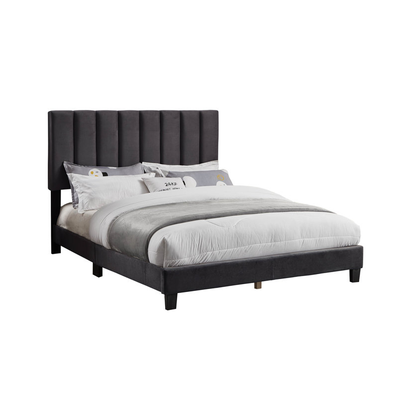 Lit tapissier standard à profil bas, Double, Anthracite