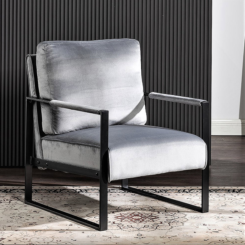 Fauteuil d'appoint Classic Mid Century Modern, Velours gris velours