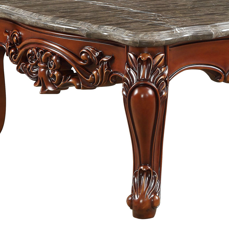 Table basse, plateau en marbre naturel et noyer, Gris