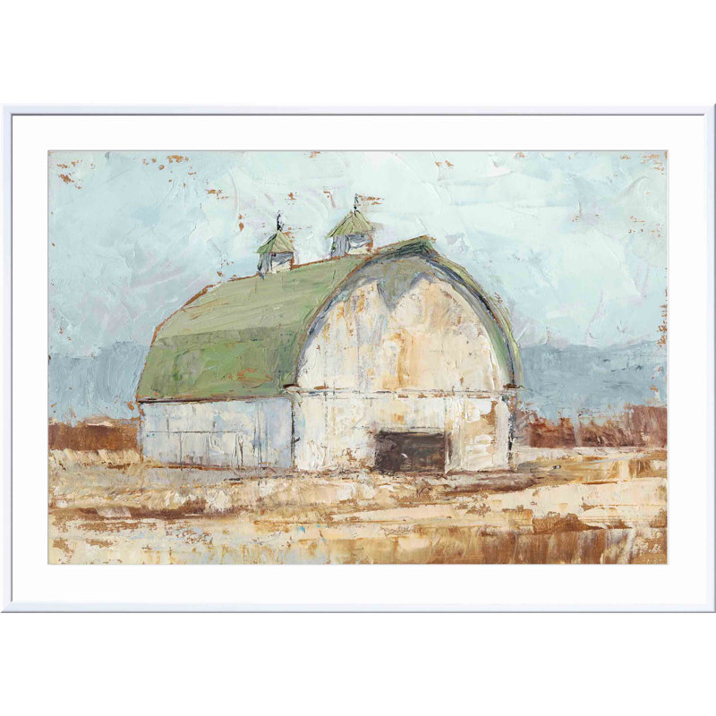 «Whitewashed Barn III» par Ethan Harper - peinture encadrée, Blanc, H 32 po x l 48 po