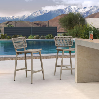  Ensemble de 2 tabourets de bar pour patio avec tabourets tissés en osier