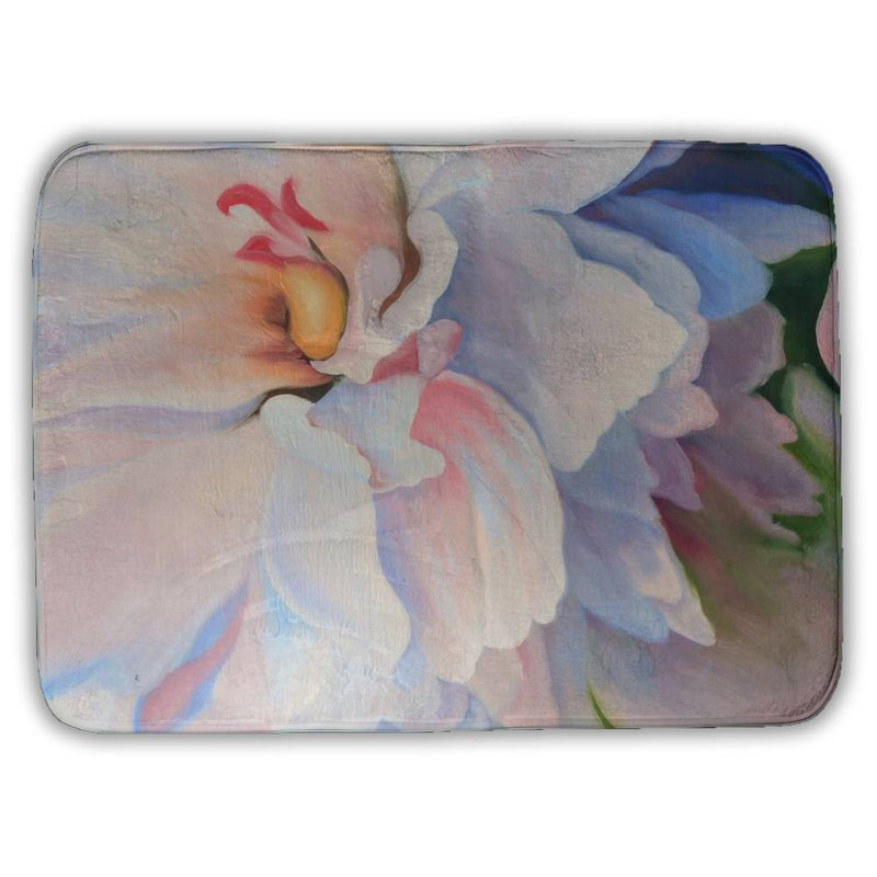 Pastel colored flower Bath Mat with Non-Slip Backing - Quick Dry Memory Foam Bathroom Rug - Absorbent - Modern Plush Spa-Style - Machine Washable