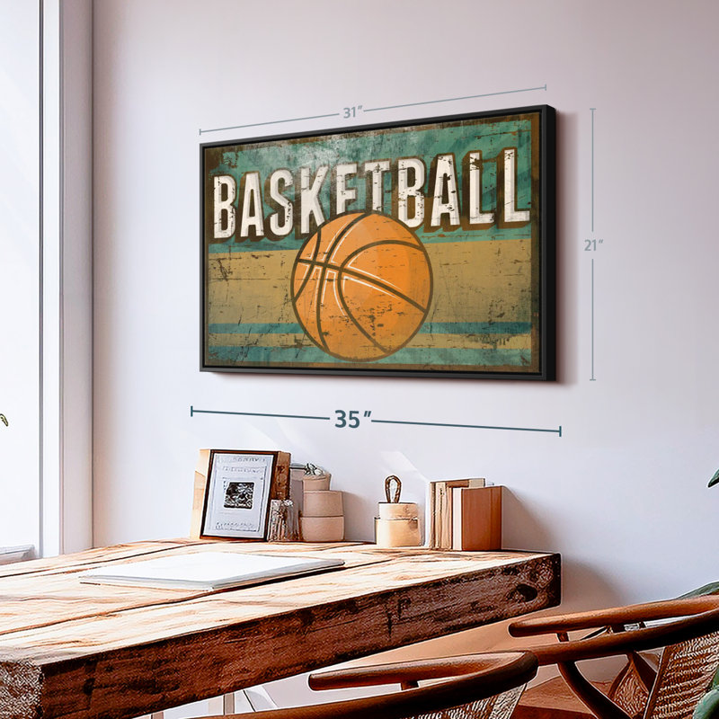 Sports «Grunge Basketball Canvas Print», H 21 po x l 31 po