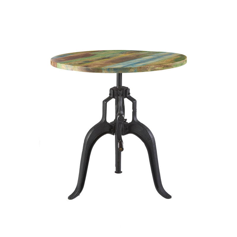 Manzo Round Solid Wood Top Metal Base Dining Table